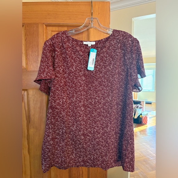Fun 2 Fun Maroon Patterned Blouse - Picture 4 of 5